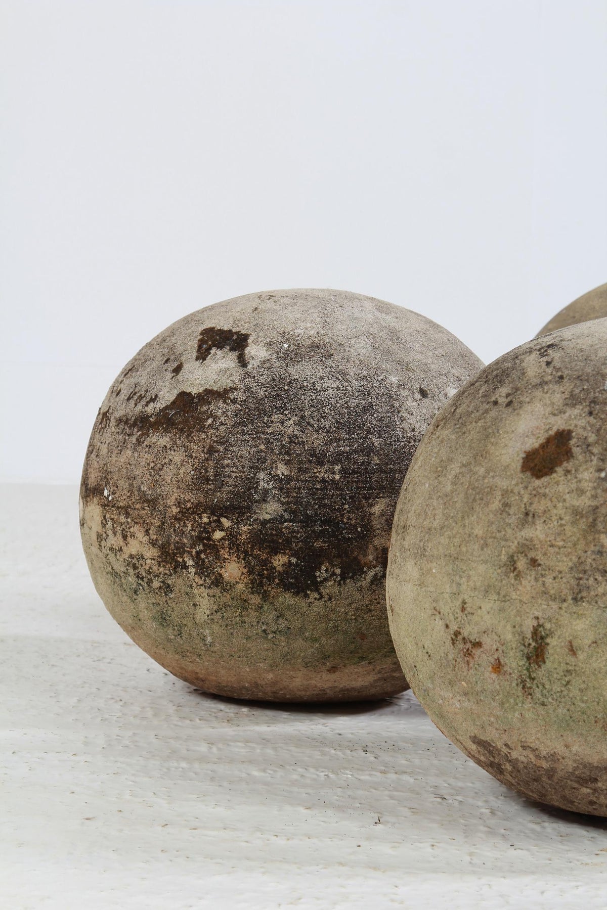 Collection of Four XXL Architectural French Cast Concrete Balls