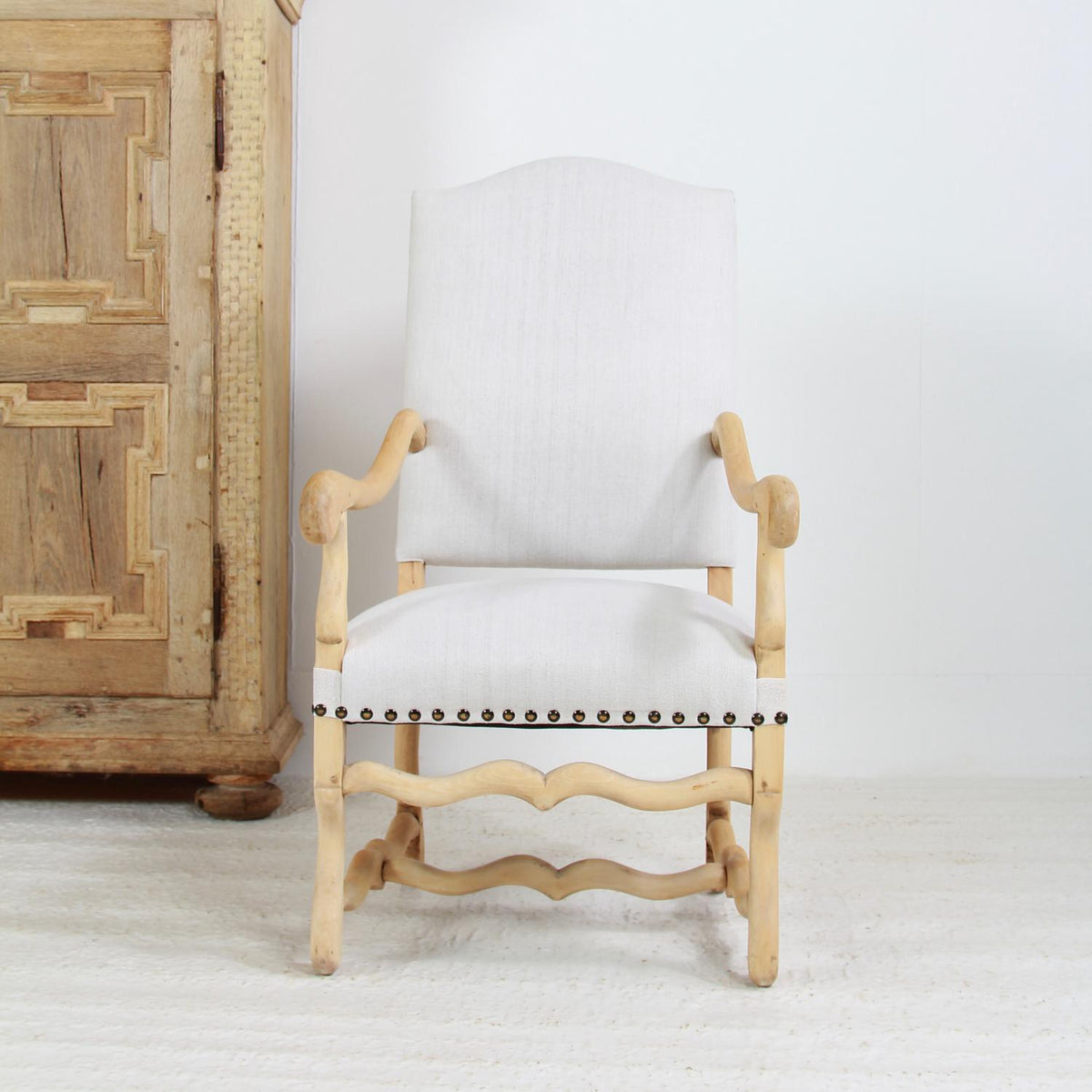 Grand French OS DE MOUTON ARMCHAIR IN Bleached Oak