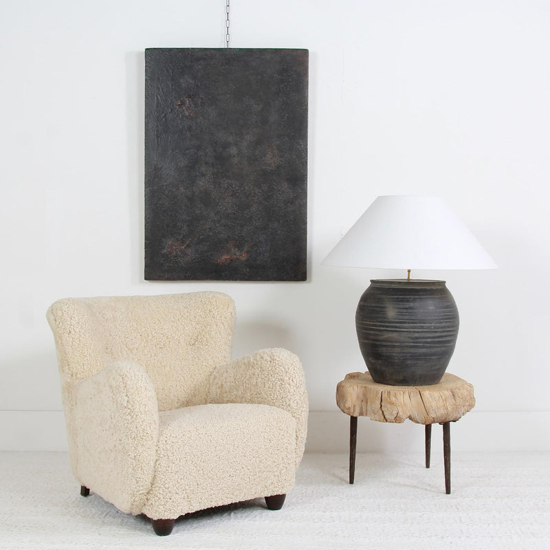 DANISH CABINET MAKER LOUNGE CHAIR IN LUXURIOUS NATURAL SHEEPSKIN