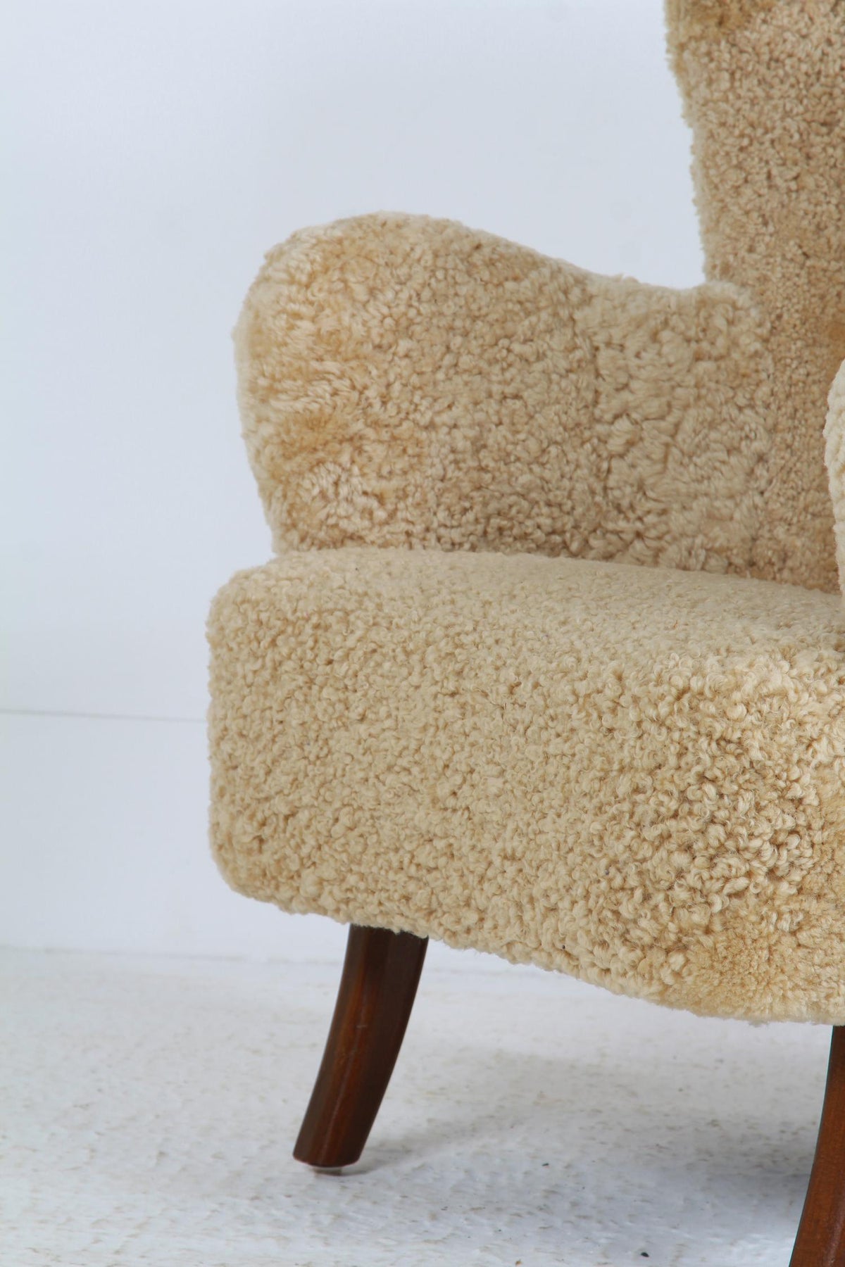 Danish Alfred Christensen Lounge Chair in Luxurious Honey-Coloured Sheepskin