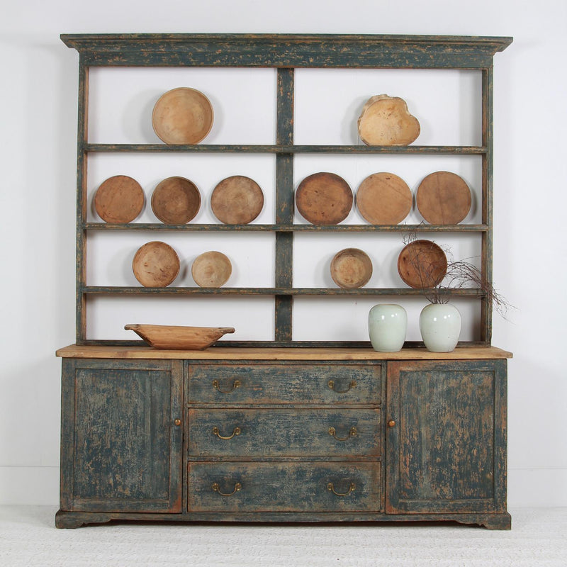 Monumental Original Painted 18thC  English West Country Dresser