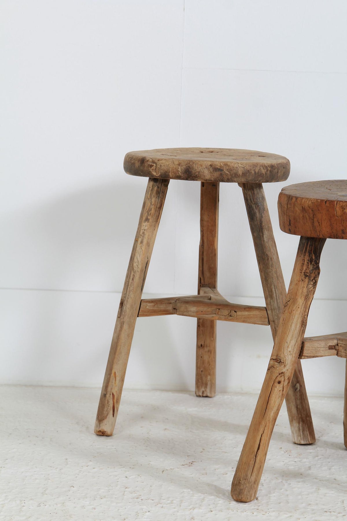 Collection of Three Rustic Chinese Workers Stools