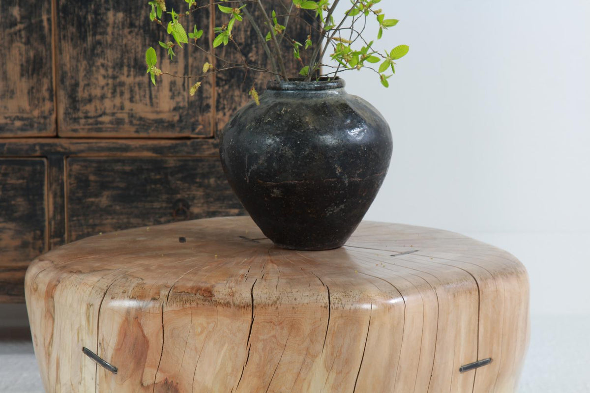 MAGNIFICENT ANCIENT  SYCAMORE  CONTEMPORARY PEBBLE COFFEE TABLE. PLEASE ENQUIRE