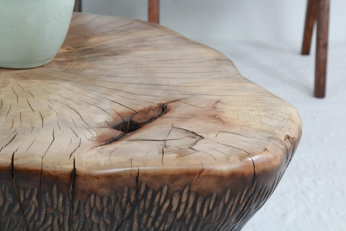 Exceptional Sculptural Artisan  Sycamore Drum Coffee Table.Please Enquire