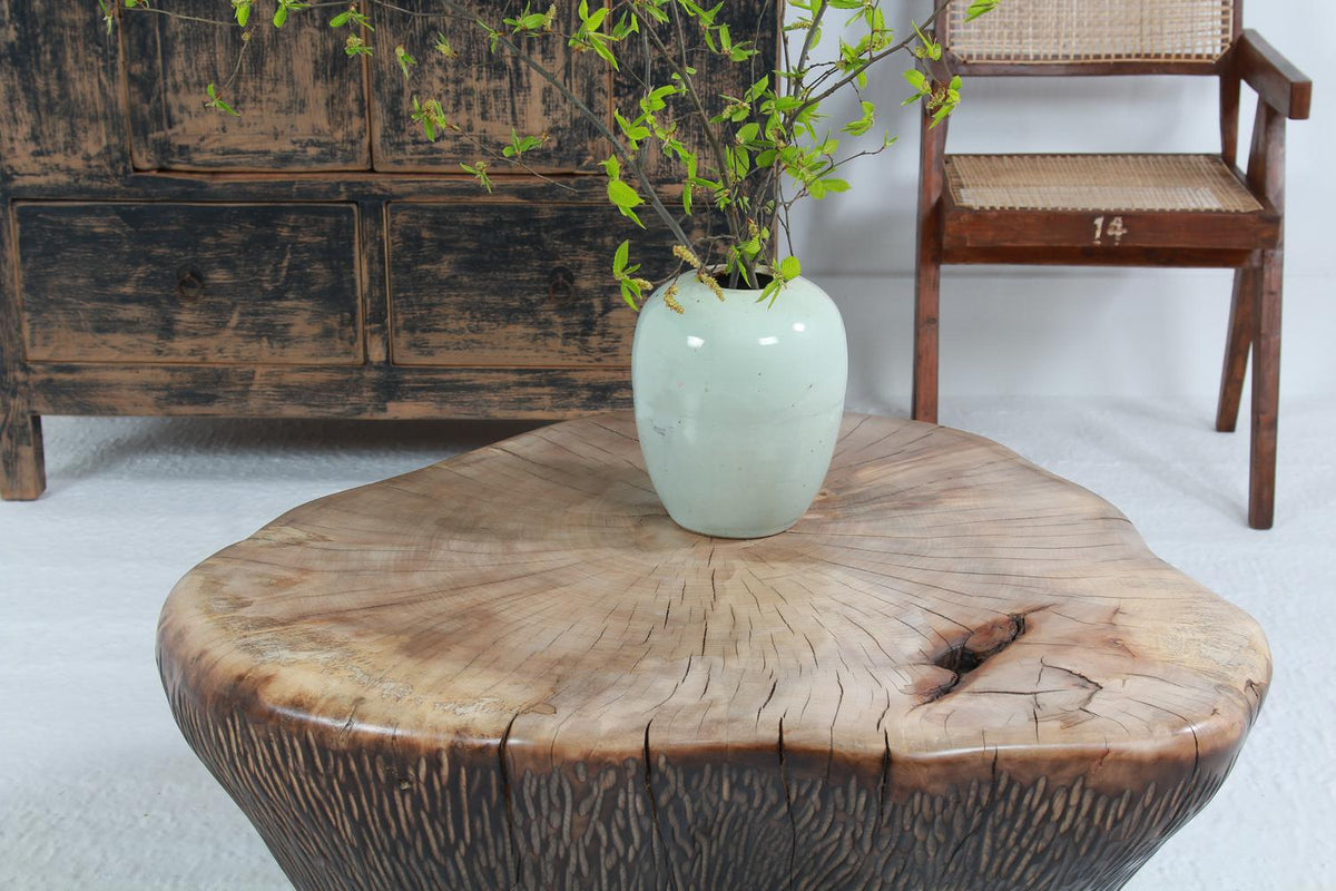 Exceptional Sculptural Artisan  Sycamore Drum Coffee Table.Please Enquire