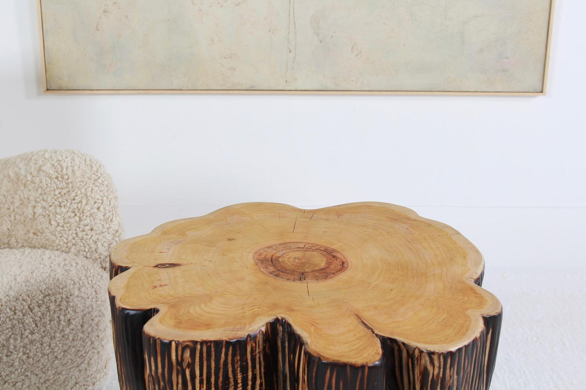 Dramatic  ARTISAN FREESTANDING CENTRE TABLE IN MATURE CYPRESS WOOD  . PLEASE ENQUIRE