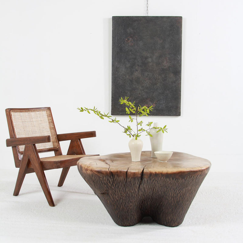 EXCEPTIONAL SCULPTURAL ARTISAN SYCAMORE DRUM COFFEE TABLE.PLEASE ENQUIRE