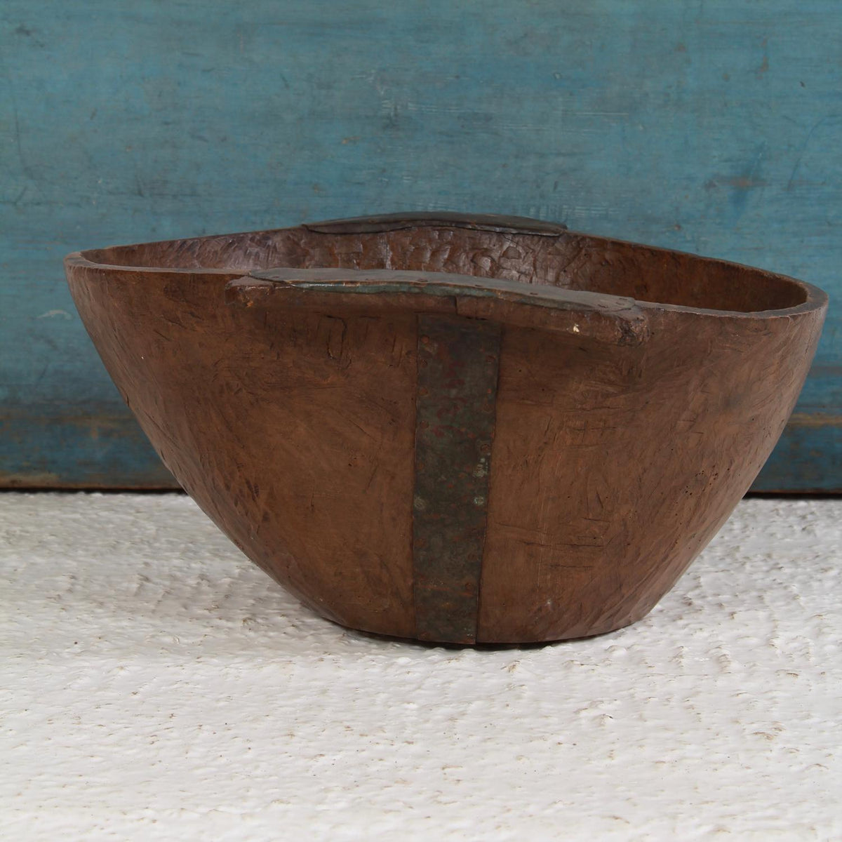 Large Antique Rustic Hand Carved Wood Bowl
