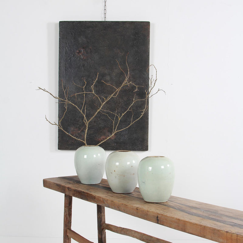 Collection of Three Antique Chinese Off-White Ceramic Ginger Jars