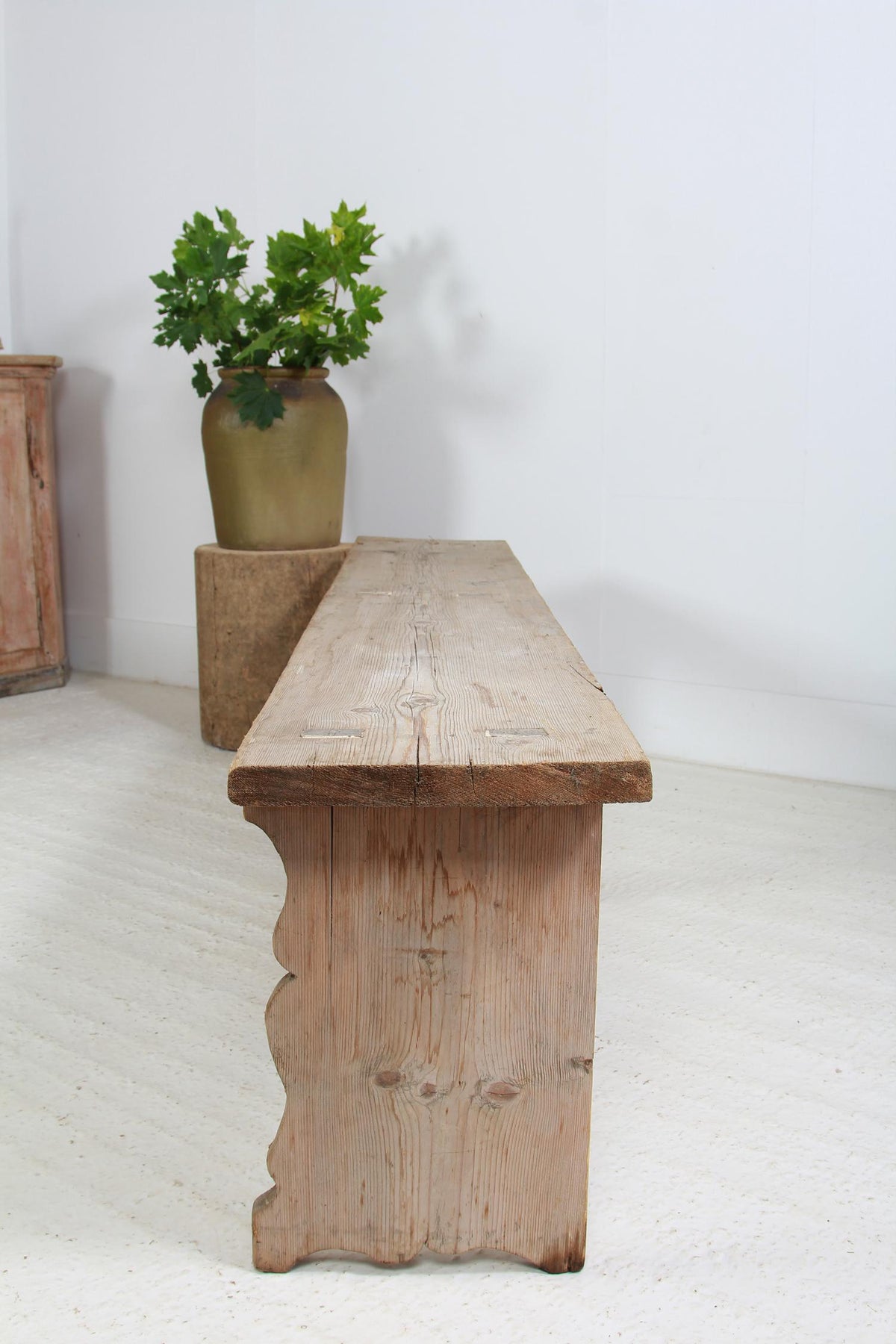Long Antique Swedish Rustic  19thC Country Pine Bench