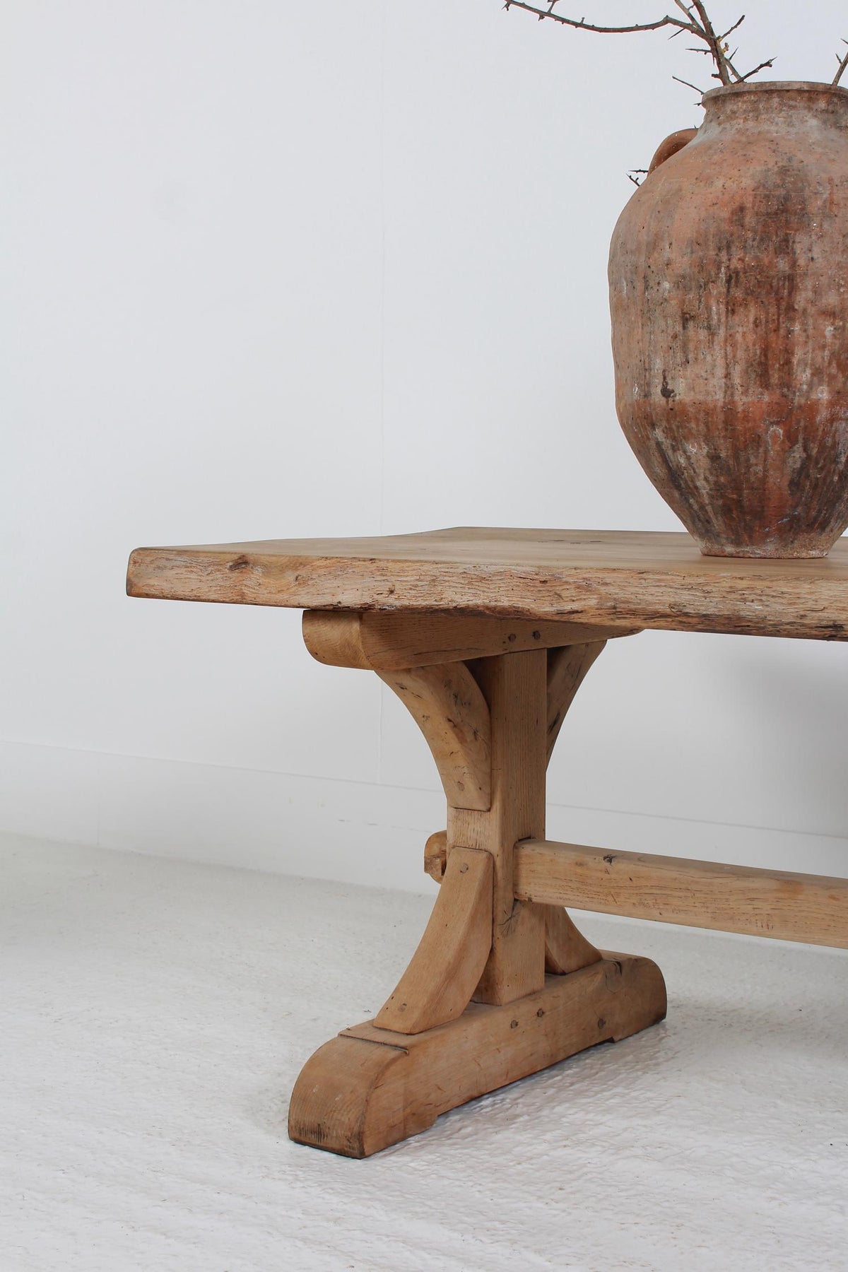 IMPRESSIVE FRENCH 19THC COUNTRY TRESTLE OAK DINING TABLE