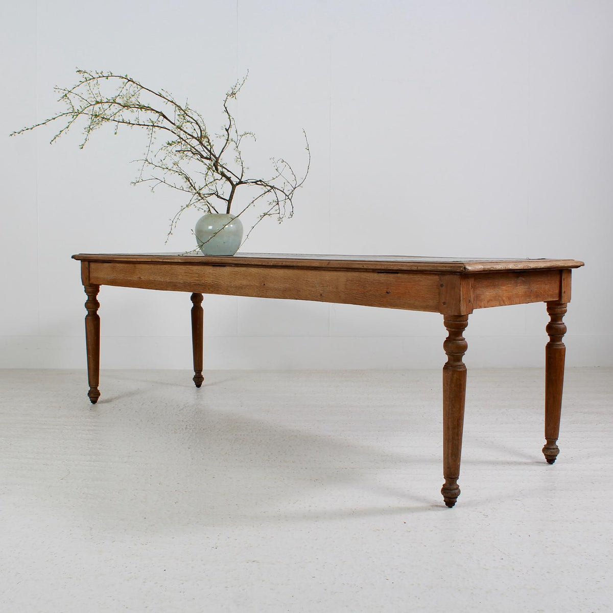 Antique English Oak  19thC Table with Zinc Top