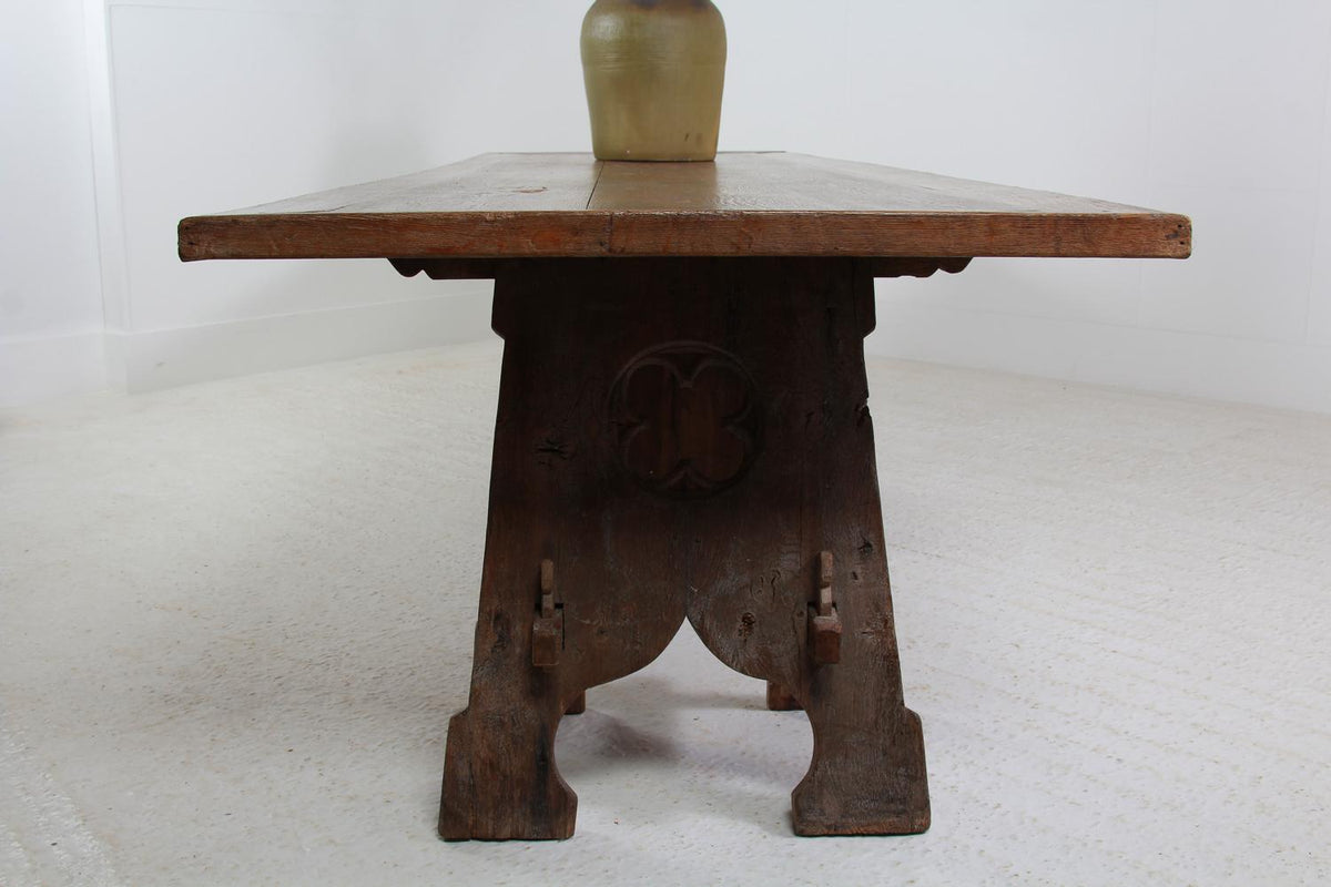 Monumental French 19thC Antique  Oak Monastery Table