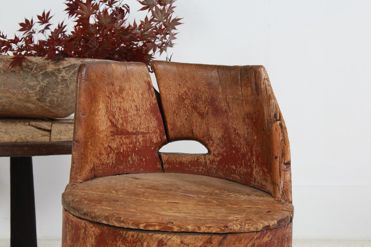 Exceptional Swedish Primitive 19thC Dug Out Sculptural Chair