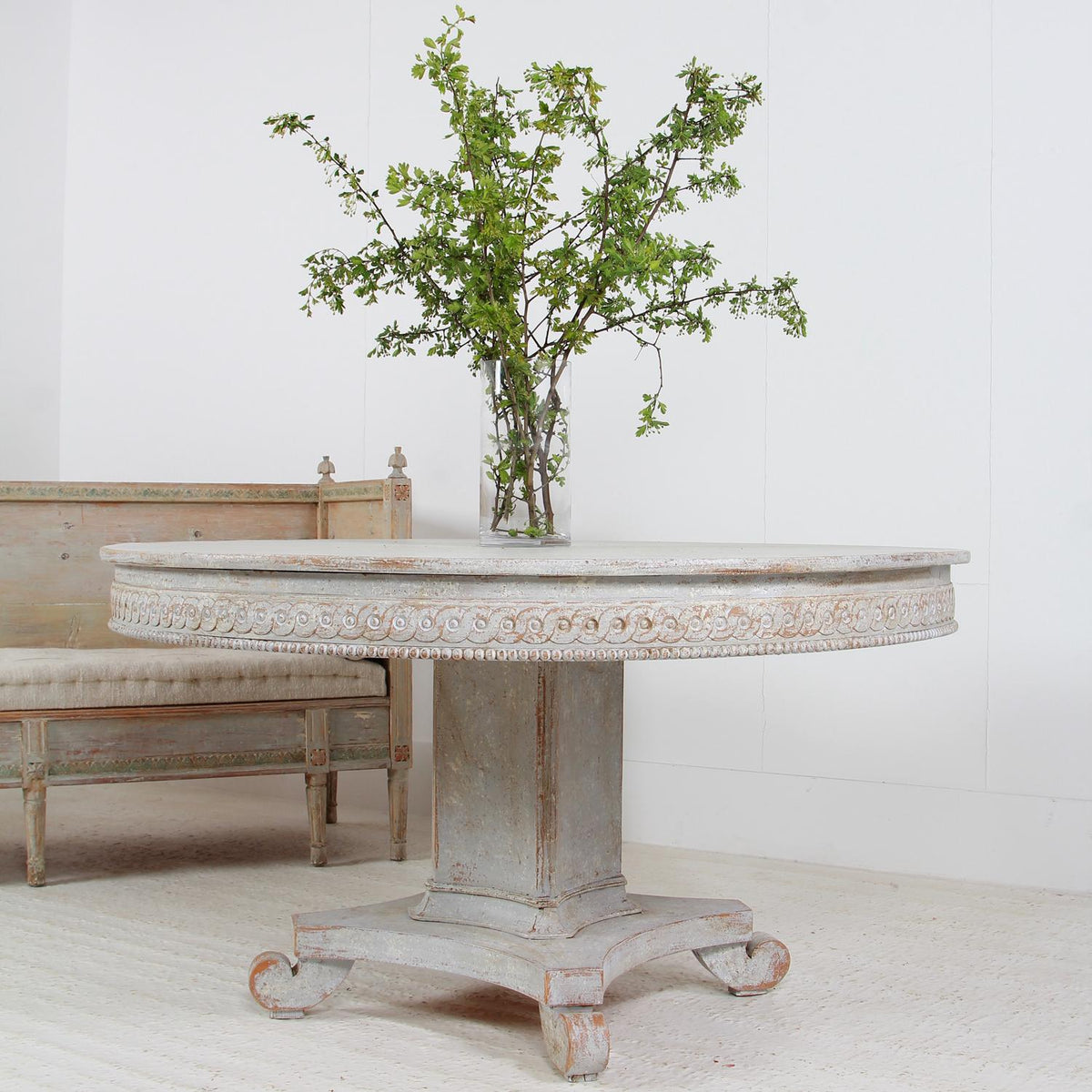 Impressive 19th Century Swedish Painted Pedestal  Centre/Dining  Table