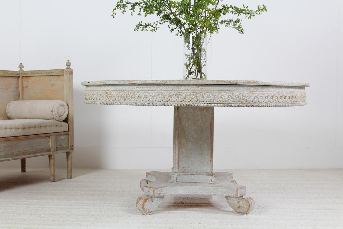 Impressive 19th Century Swedish Painted Pedestal  Centre/Dining  Table