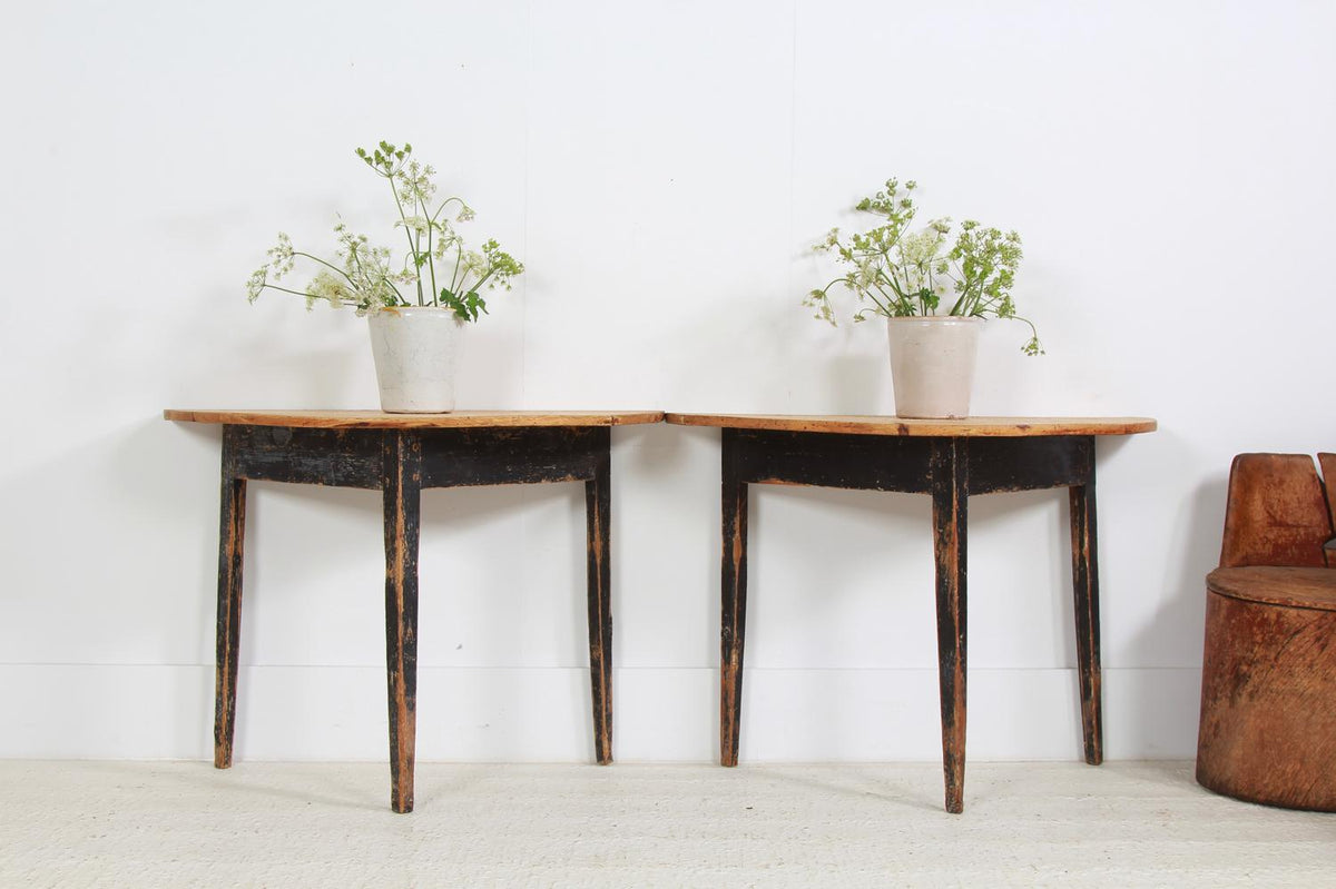 Pair of 19th Century Swedish Demi Lune Console Tables