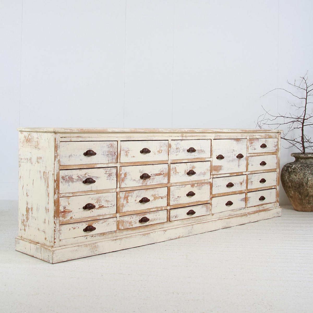 HUGE ORIGINAL FRENCH EARLY 20THC APOTHECARY BANK OF DRAWERS