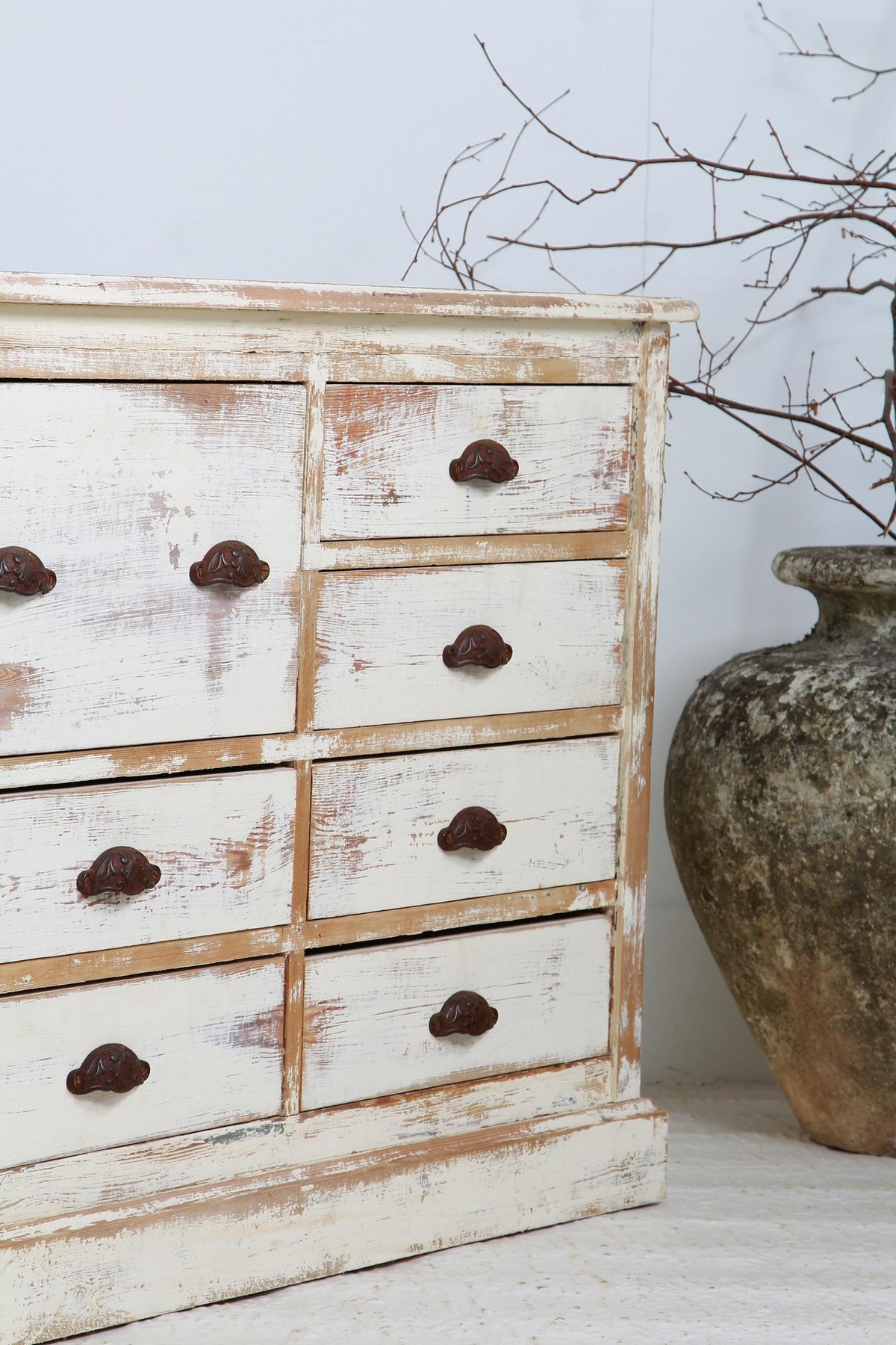 HUGE ORIGINAL FRENCH EARLY 20THC APOTHECARY BANK OF DRAWERS