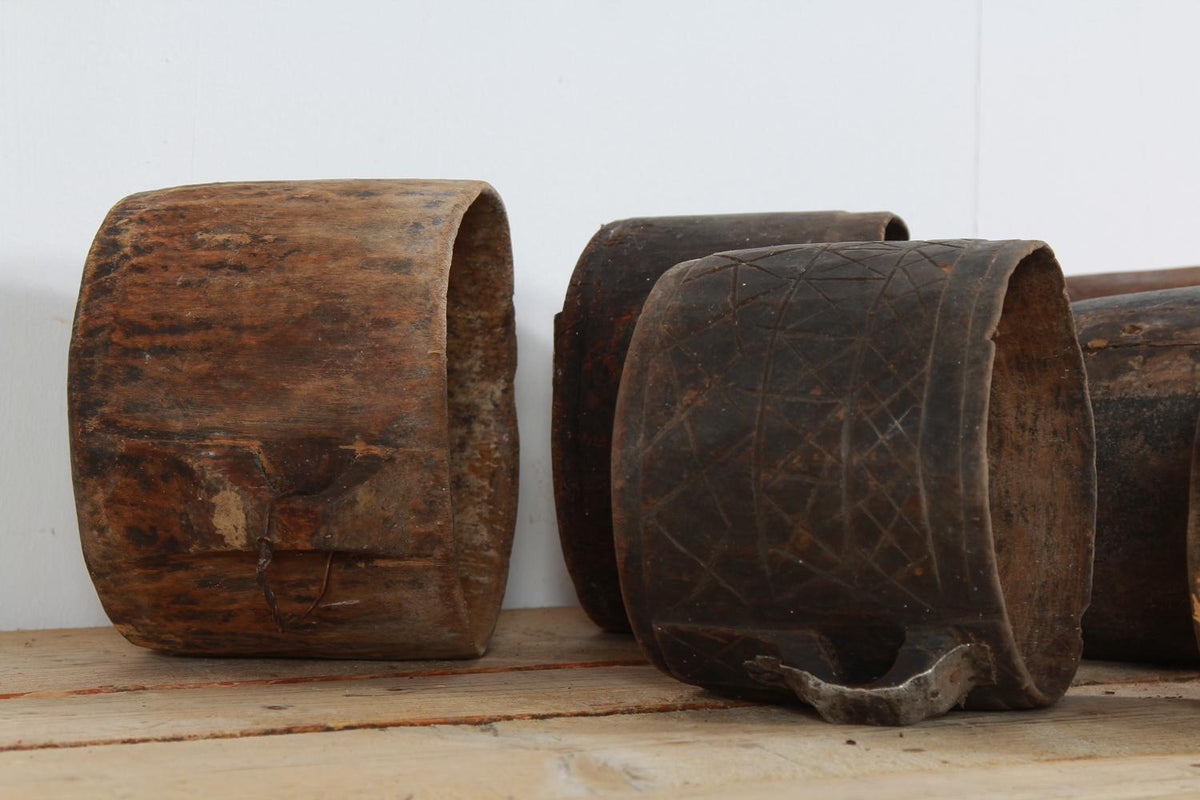 Collection Of Six Unique Primitive Wooden Pots