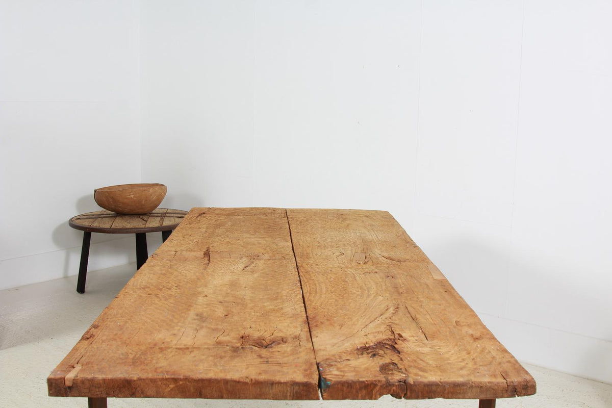 Rustic French Dining Table with Artisan Iron Base