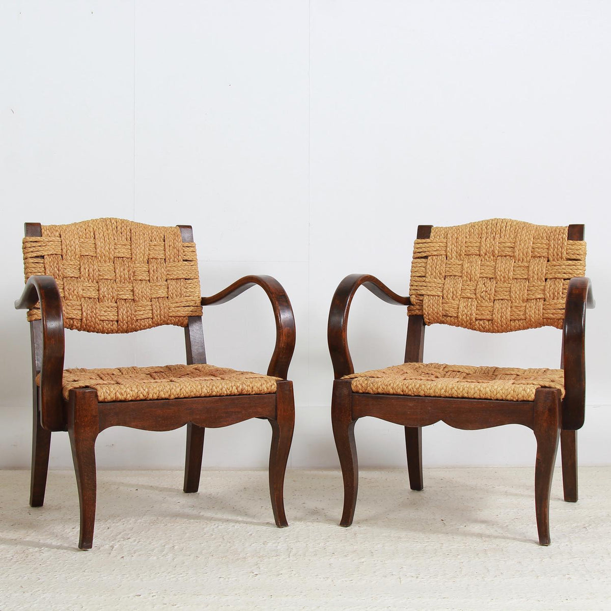 Rare Pair of Armchairs Designed by Adrien Audoux and Frida Minet
