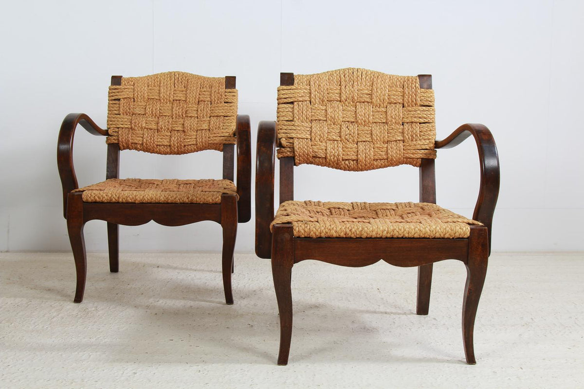 Rare Pair of Armchairs Designed by Adrien Audoux and Frida Minet