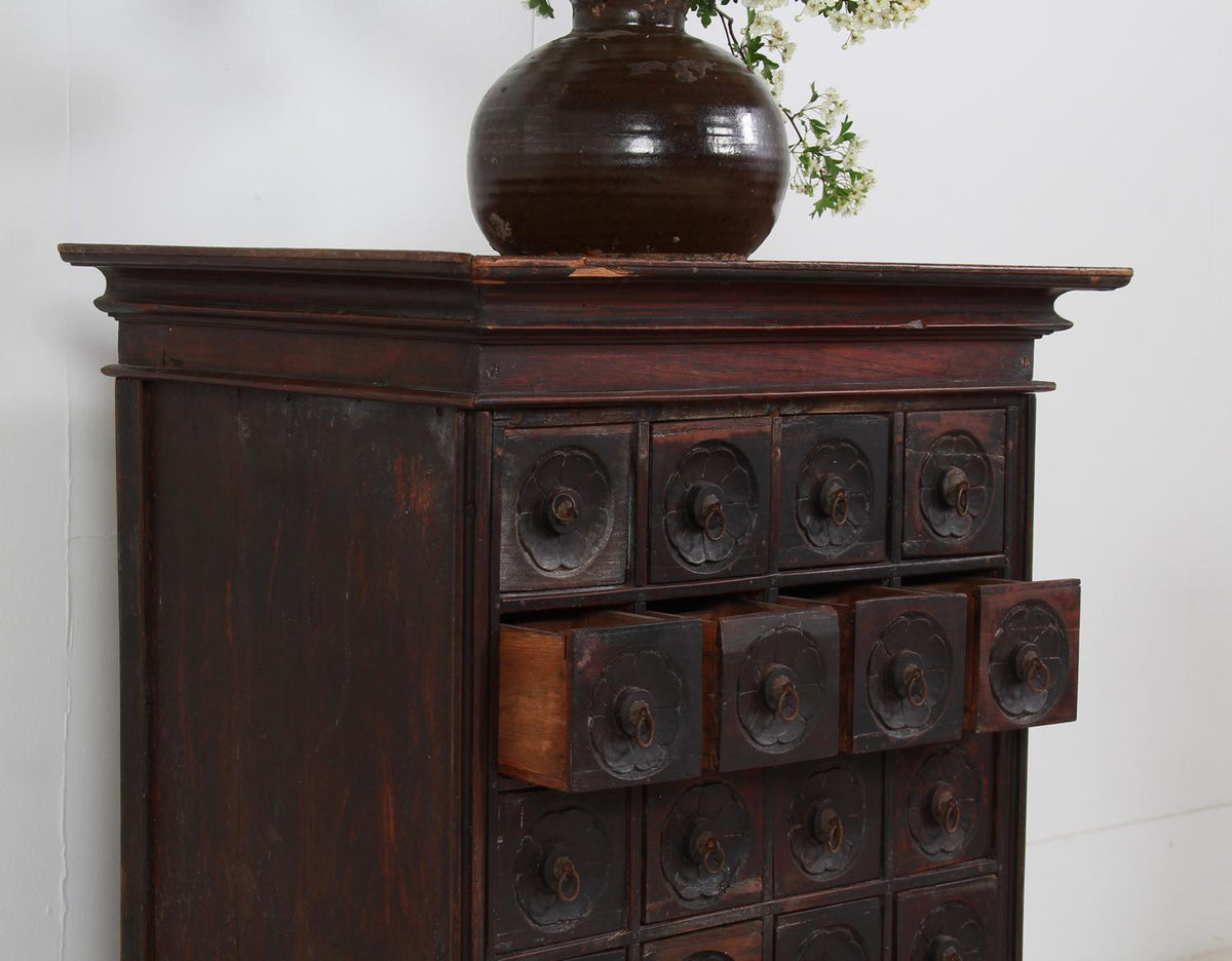 Impressive Indian 19thC Apothecary Spice Cabinet
