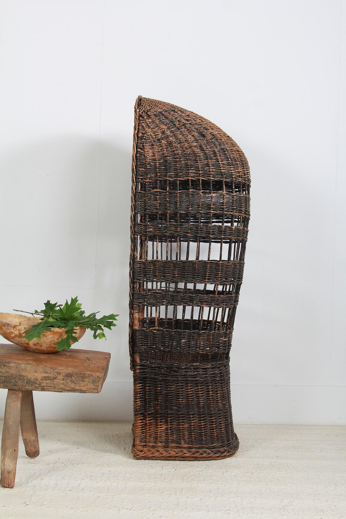 Unusual English Hooded Canopy Wicker Porters Chair