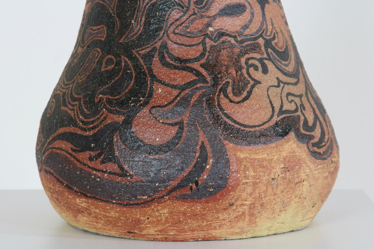 Striking Midcentury Studio Pottery  Stoneware Vase