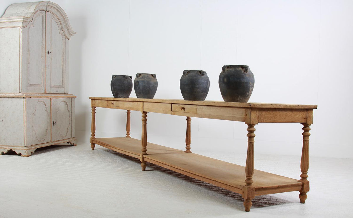 HUGE MONUMENTAL FRENCH BLEACHED OAK DRAPERS TABLE