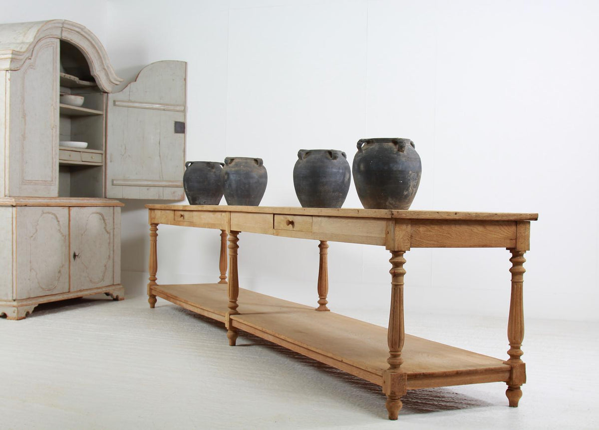 HUGE MONUMENTAL FRENCH BLEACHED OAK DRAPERS TABLE