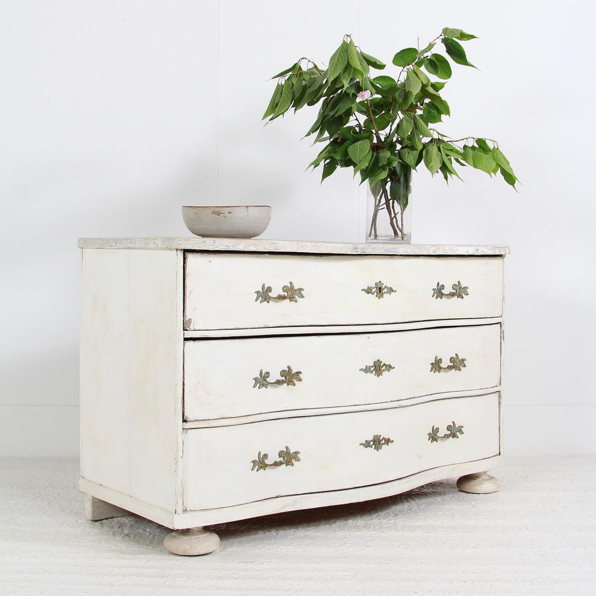 Fabulous FRENCH 19THC PAINTED SERPENTINE CHEST OF DRAWERS