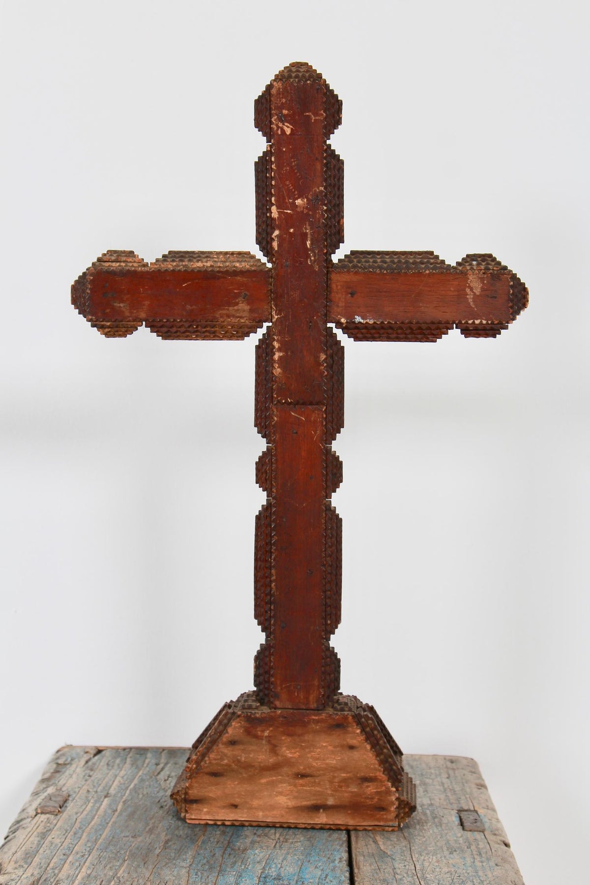Large Continental Tramp Art Crucifix