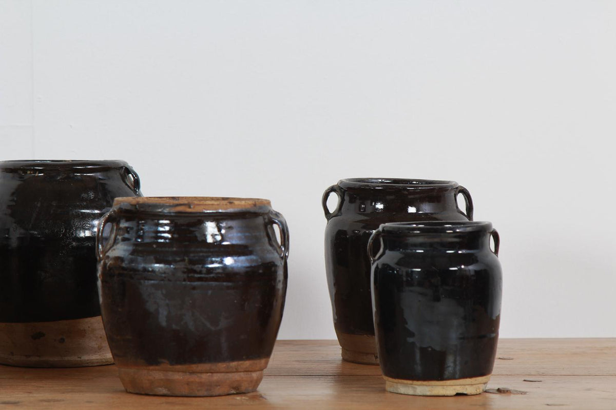 Collection of Chinese Antique Glazed Pottery Jars
