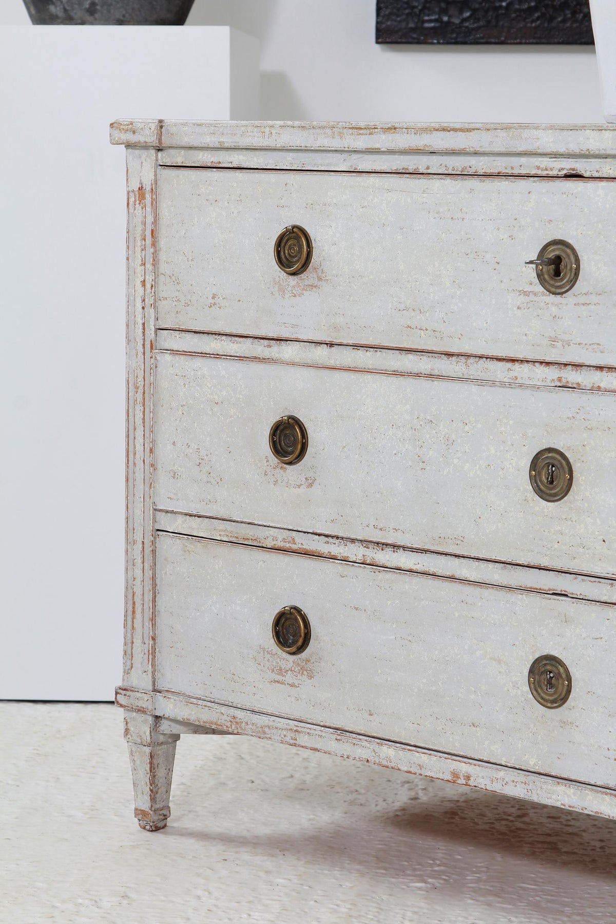 Swedish Early  19thC Gustavian  Painted Three-Drawer Commode
