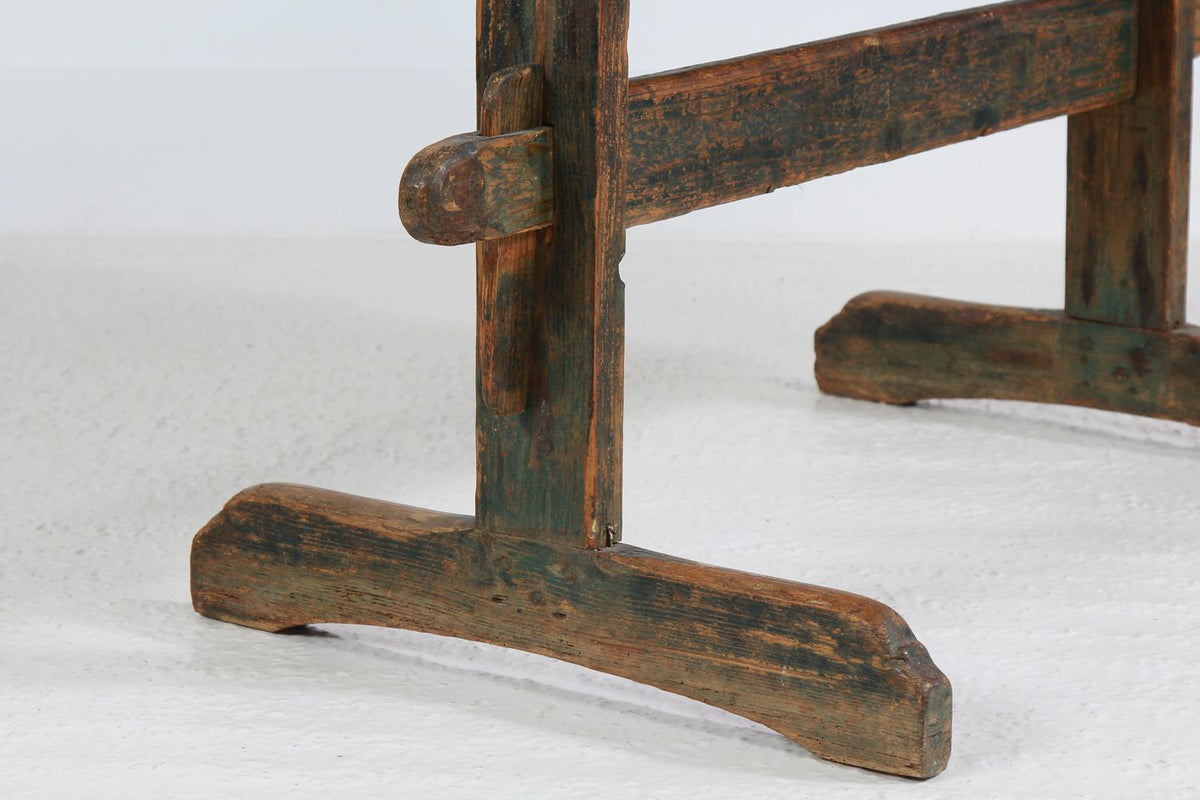 Rustic Swedish 19thC Provincial Trestle Dining Table