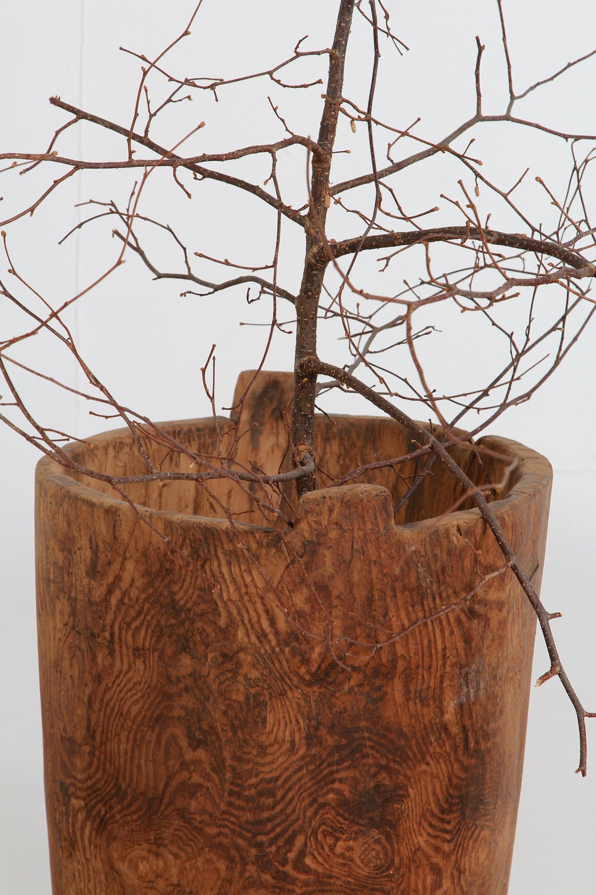 Rustic & Sculptural Japanese Wabi-Sabi  Dug Out Tree Trunk Barrel