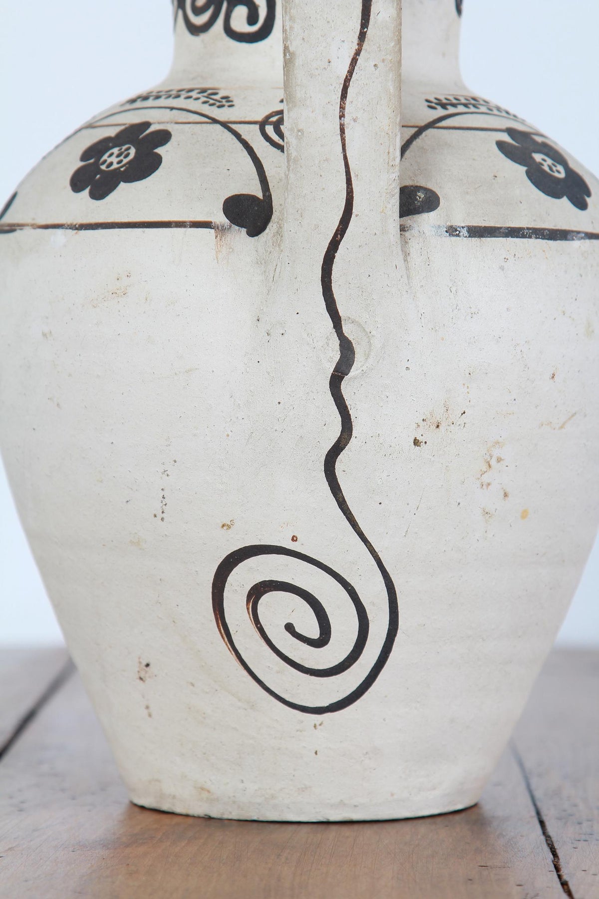 Two Unusual Black On White Abstract Greek Pots