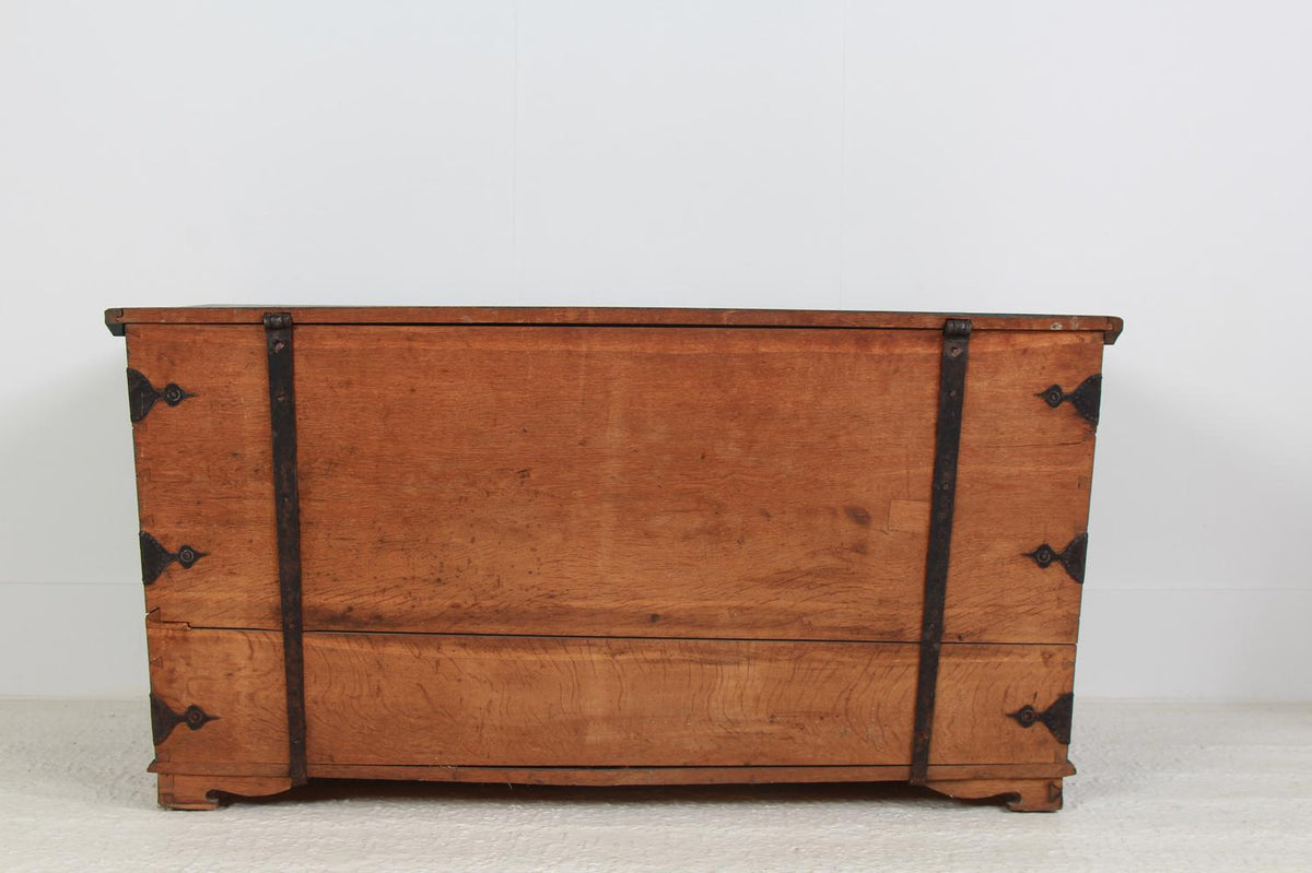 Exceptional Swedish Oak Marraige Trunk Monogrammed and Dated 1854