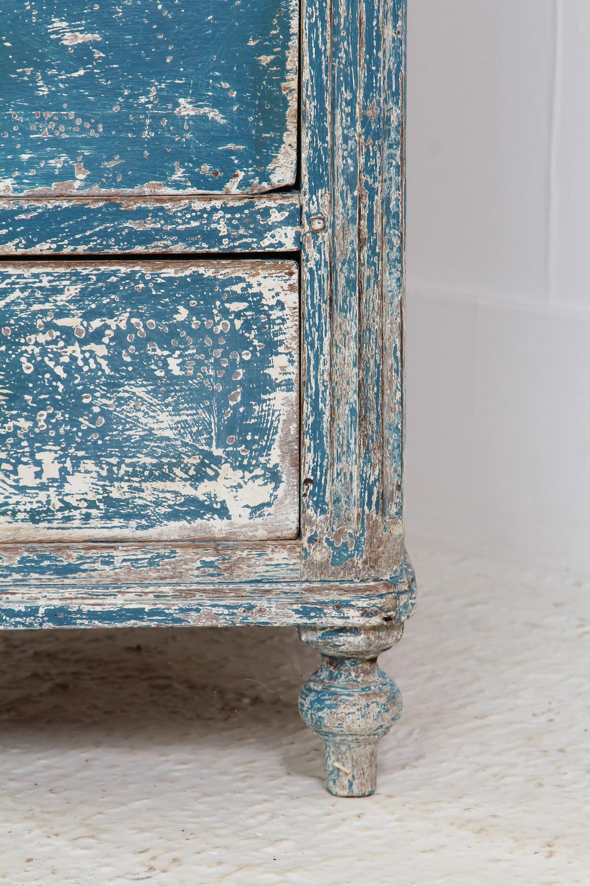 Captivating French Late 19thC  Blue Painted Commode