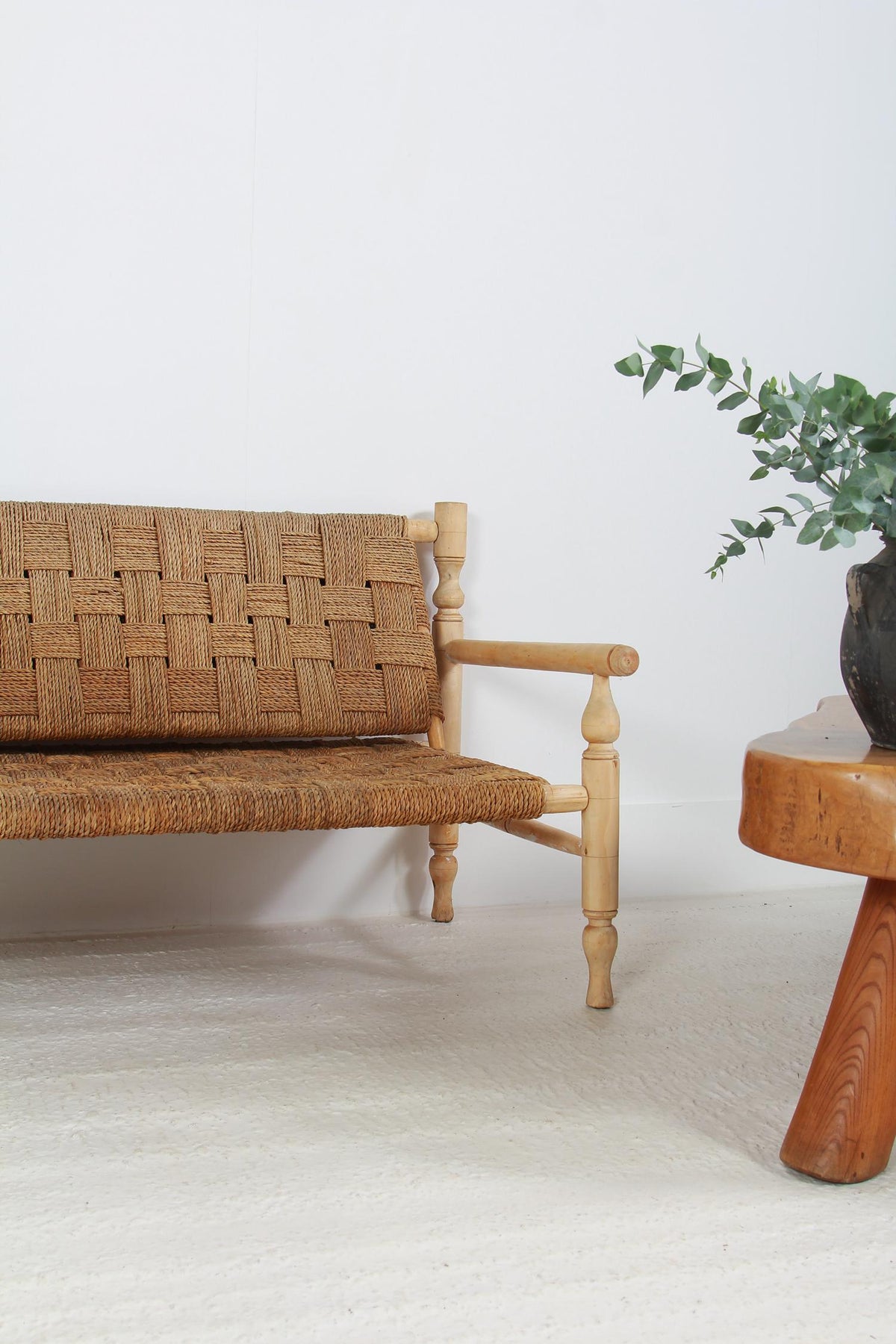French Mid-Century Rope Sofa in the Style of Adrian & Frida Audoux-Minet.