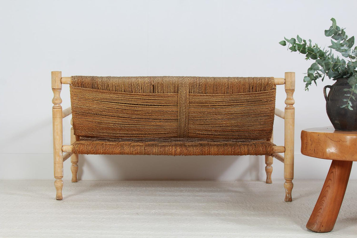 French Mid-Century Rope Sofa in the Style of Adrian & Frida Audoux-Minet.
