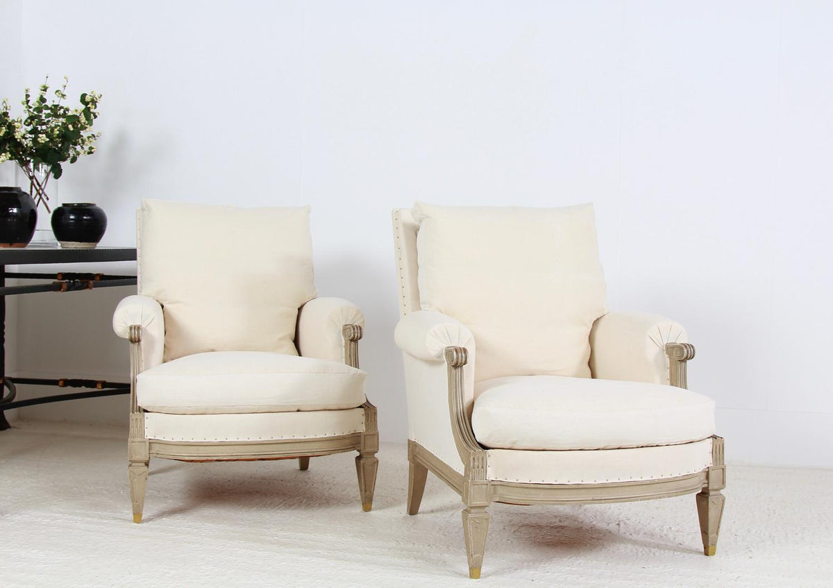 Superb Pair of French Late 19thC Bergére Armchairs