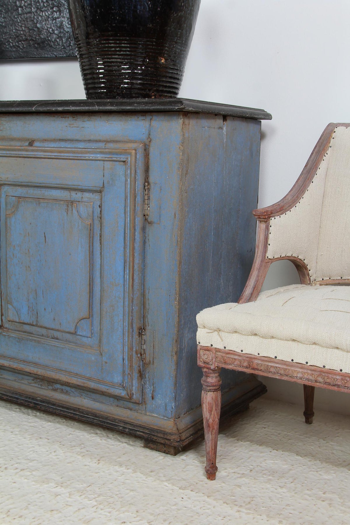 Stately Italian Late 18th Century Painted Buffet with Bluestone Top