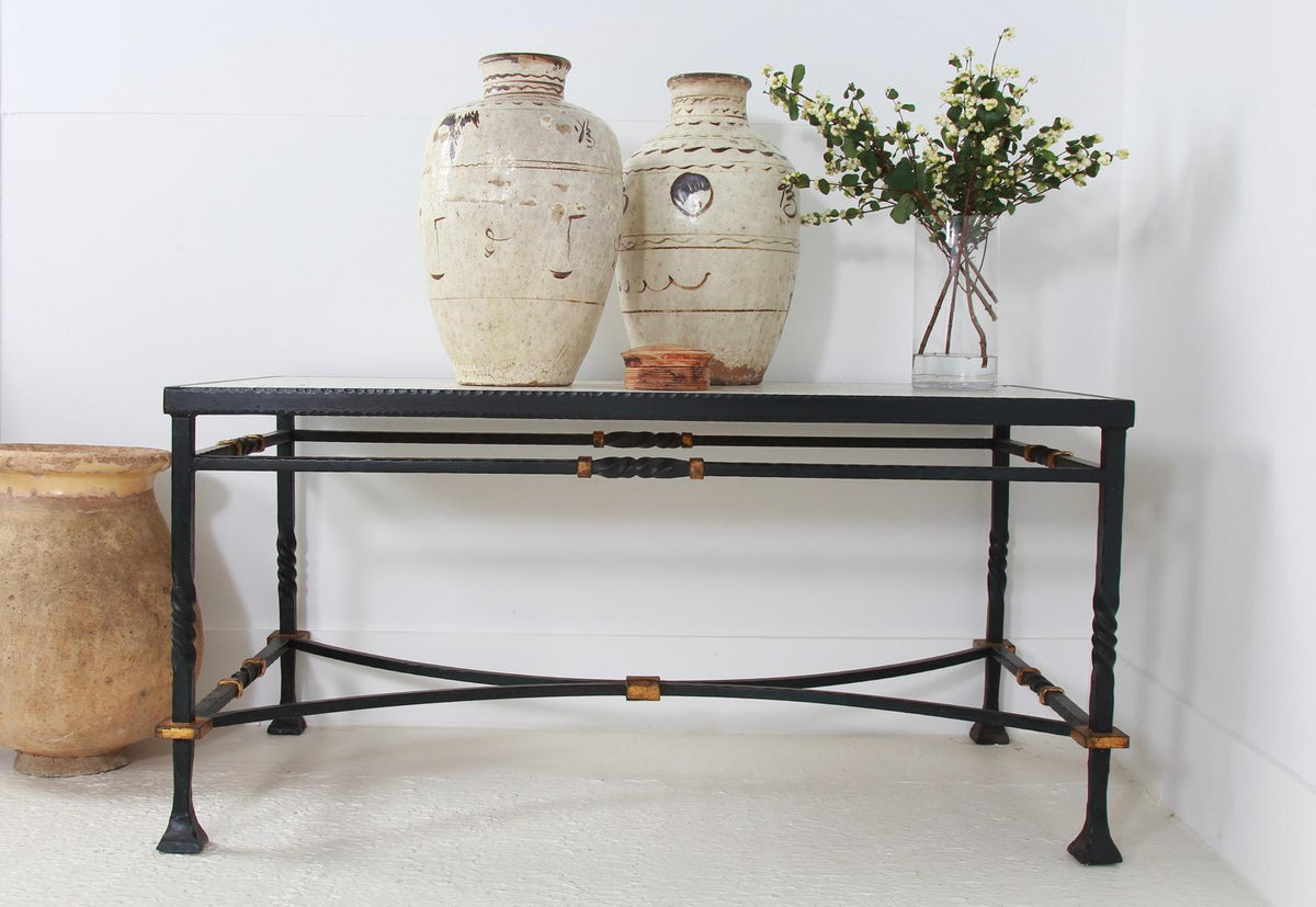 Outstanding French 19thC  Iron and Marble Top Console/Center Table