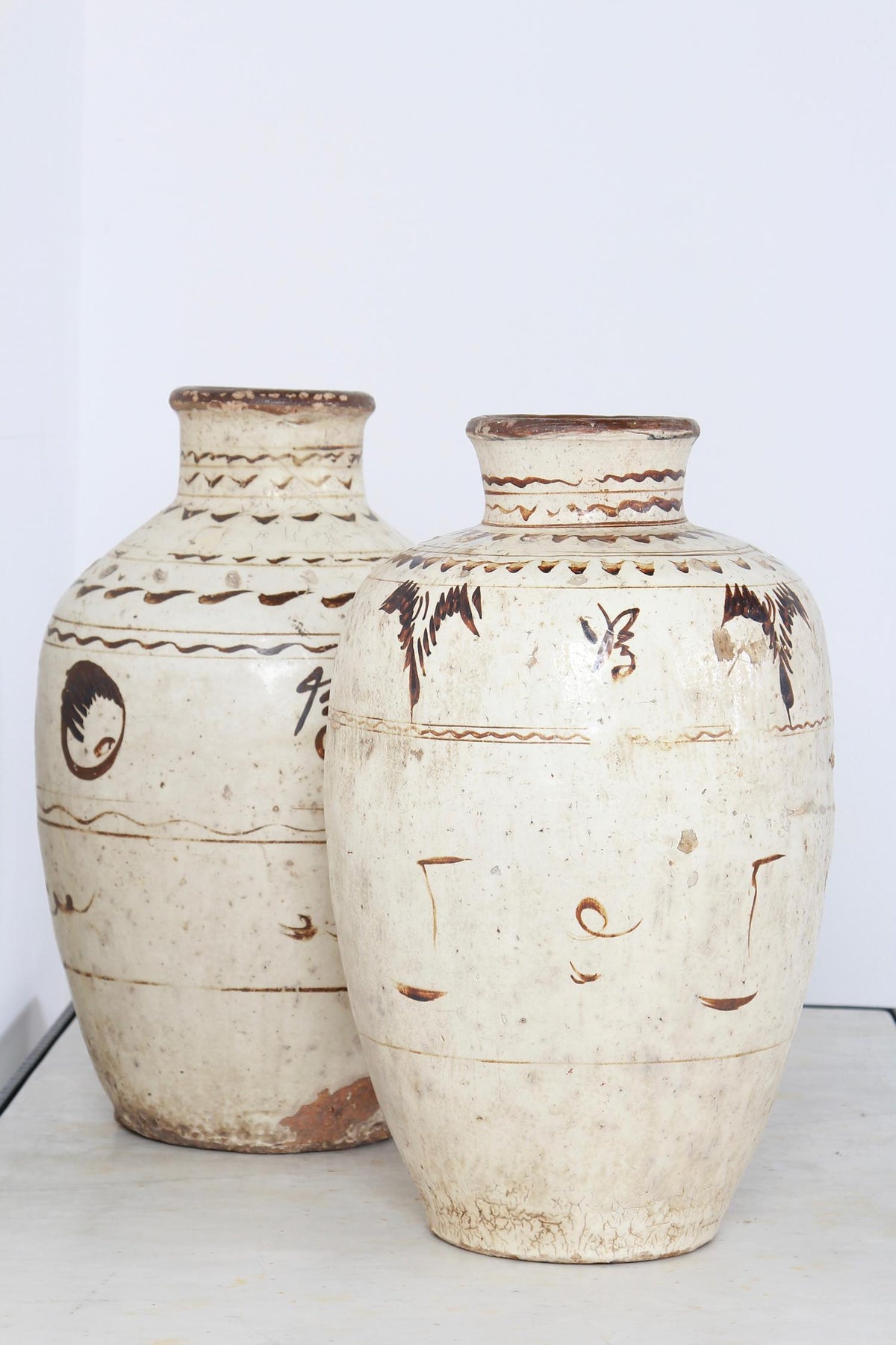 Chinese Cizhou Decorated Stoneware Wine Jars