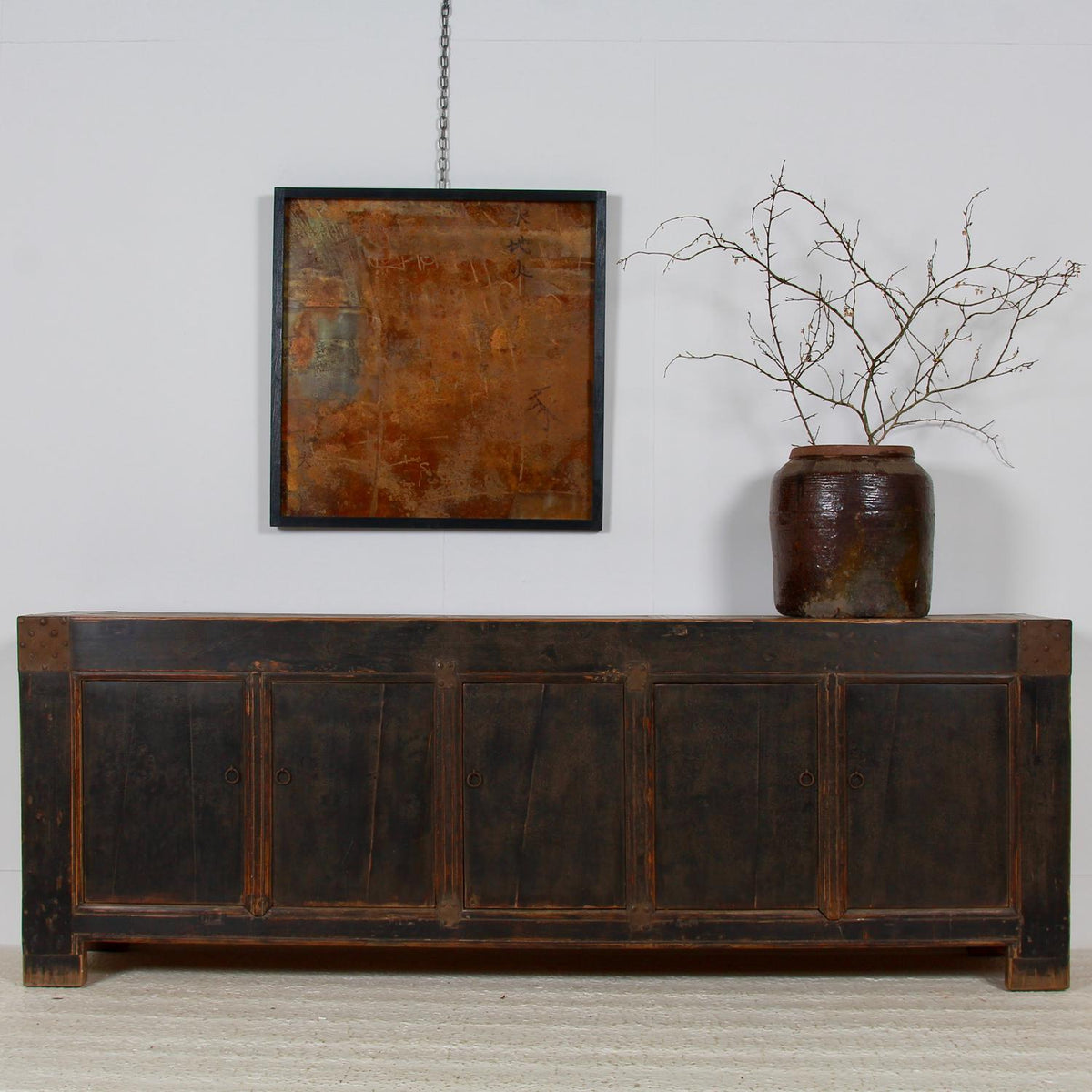 Grand scale RUSTIC COUNTRY ELM PROVINCIAL SIDEBOARD
