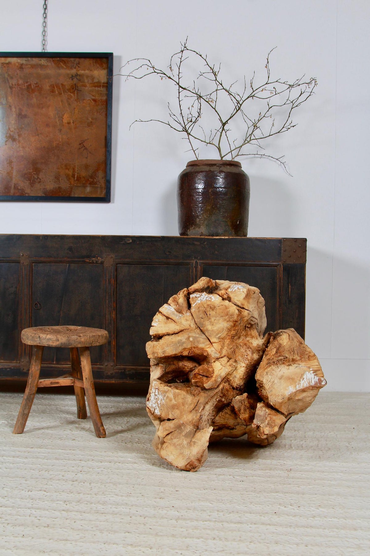 A Huge Organically-Shaped Gnarly Elm Tree  Stump & Root Coffee Table