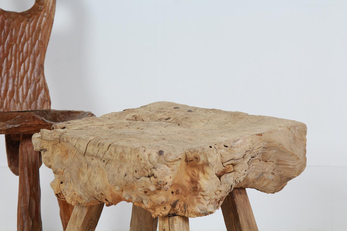Charming  Primitive Gnarly Tree Trunk Side Table
